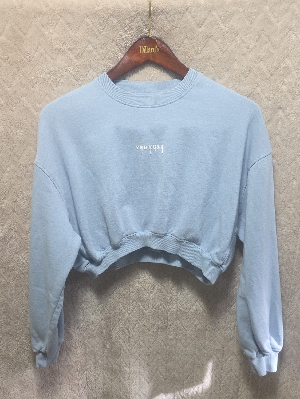 Young LA Sky Blue Super Cropped Crewneck Sweatshirt